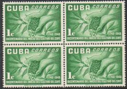 Cuba 481 Block/4, MNH. Michel 336. Coffee Cultivation-200, 1952. Map. - Ungebraucht