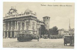 D7164] TORINO PIAZZA CASTELLO - PALAZZO MADAMA FACCIATA BAROCCA - MOLTI TRAM Viaggiata 1924 - Palazzo Madama