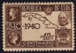 Cuba C32, MNH. Michel 169. Sir Rowland Hill, Map Of Cuba. 1st Stamps-100, 1940. - Neufs