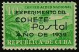 Cuba C31,mint No Gum. Michel 161. Experimental Postal Rocket Flight, 1939. - Nuovi