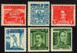 Cuba C24-C29,hinged.Mi 146-151. Air Post 1937.American History:Flag Arch;Heroes. - Nuovi