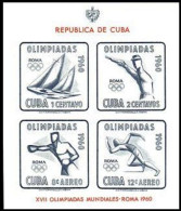 Cuba C213a Sheet,MNH.Mi Bl.18. Olympics Rome-1960.Yachting,Marksman,Boxer,Runner - Unused Stamps