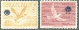 Cuba C209-C210,lighly Hinged. Stamp Day 1960.Wood Duck,Herring Gulls.Post Horn. - Nuevos