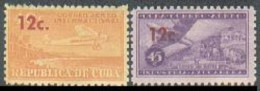 Cuba C203-C204, MNH. Michel 650-651. Air Post 1960. Airplanes, Surcharged. - Nuevos