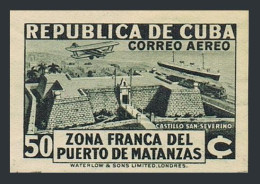 Cuba C21 Imperf, MNH. Mi 116B. Air Post 1936. Matanzas Issue. Fort San Severino. - Ongebruikt