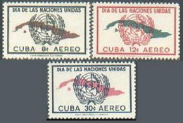 Cuba C169-C171,lightly Hinged.Michel 554-556. United Nations Day 1957,Map,emblem - Unused Stamps