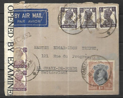 INDIA BELLE LETTRE CENSUREE 13 03 1945  PAR Avion De BOMBAY Pour LA CHAUX DE FONDS EN SUISSE - Storia Postale