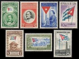 Cuba 458-461,C41-C43, Lightly Hinged. Michel 264-270. Cuban Flag-100, 1951.Fort, - Unused Stamps