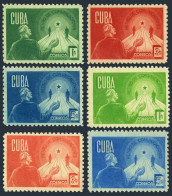 Cuba 381-386, Hinged. Michel 187-189 A, B. Retirement Security, 1943-1944. - Nuevos