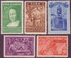 Cuba 387-391,C36-37,hinged.Mi 190-196.Columbus,Bartolome De Las Casas,Lighthouse - Ungebraucht