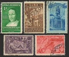 Cuba 387-391,C36-37, Used. Mi 190-196. Columbus-450,1944.Bartolome De Las Casas. - Nuevos