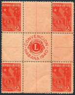 Cuba 363 Cross Gutter Block/4, MNH.Mi 166. LIONS International Convention, 1940. - Nuovi