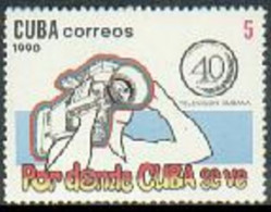 Cuba 3251 Two Stamps, MNH. Michel 3416. Cuban Television, 40th Ann. 1990. - Unused Stamps