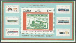 Cuba 3125,MNH.Michel Bl.115. FIP Congress,101 Ann.BULGARIA-1989.Railways. - Unused Stamps