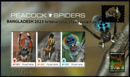 Australia 2023 Peacock Spiders Minisheet  Overprinted Bangladesh APF No 235 Of 300 MNH - Ungebraucht