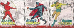 Aland Finland 2011 Popular Comics American Super Heroes Set Of 3 Stamps In Strip MNH - Fumetti