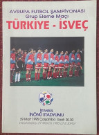 TURKEY - SWEDEN ,EUROPA  CUP  ,MATCH , SCHEDULE ,1995 - Tickets & Toegangskaarten