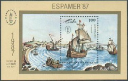 Cuba 2964, MNH. ESPAMER-87, La Coruna Port, Sailing Ships. - Unused Stamps