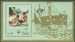 Cuba 2779,MNH.Michel 2933 Bl.89. ESPAMER-1985.Indian Activities,Cooking,Ship. - Unused Stamps