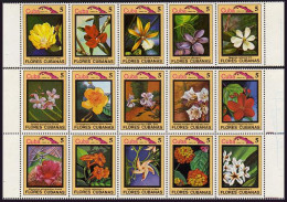 Cuba 2629-2633a,2634-2643a,MNH.Michel 2778-2792. Flowers,Birds,1983. - Unused Stamps