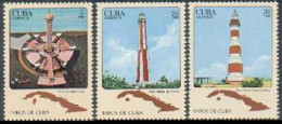 Cuba 2614-2616,MNH.Michel 2763-2765. Lighthouses 1983.Map. - Neufs