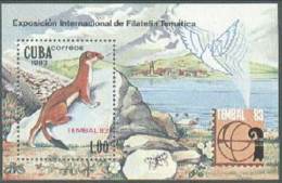Cuba 2591,MNH.Michel Bl.77. TEMBAL-1983.Weasel,Bird,Butterfly. - Nuovi