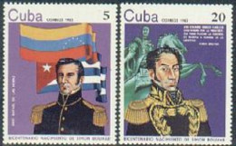 Cuba 2592-93 Blocks/4,MNH.Michel 2741-2742. Jose De Las Heras,Simon Bolivar.1983 - Nuevos
