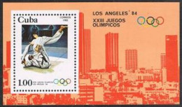 Cuba 2573,MNH.Michel 2722 Bl.75. Olympics Los Angeles-1984,Judo. - Nuovi