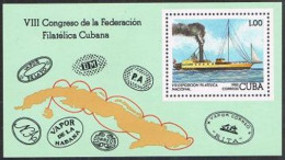 Cuba 2558,M NH. Mi 2707 Bl.74. StampEXPO-1982. Paddle Steamer Almendares, Map. - Neufs