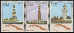 Cuba 2553-2555,MNH.Michel 2702-2704. Lighthouses 1982.Map. - Nuevos