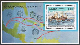 Cuba 2516, MNH. Michel 2665 Bl.72. PHILEXFRANCE-1982, Steamship Louisiana, Map. - Nuevos