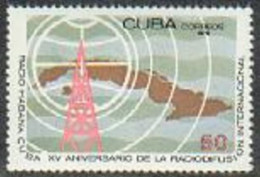 Cuba 2047,MNH.Michel 2122. Havana Radio Broadcasts-15th Ann.1976.Map Of Cuba - Ongebruikt