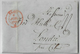 Switzerland 1848 Complete Fold Cover From Basel To London Great Britain Vian Calais France Handwritten Postage - 1843-1852 Federal & Cantonal Stamps