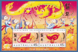 CHRISTMAS ISLAND 1996  CHINESE NEW YEAR  RAT M.S.  SG MS  427  U.M. - Christmaseiland