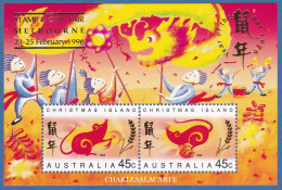 CHRISTMAS ISLAND 1996  CHINESE NEW YEAR  RAT OPT. MELBOURNE  M.S.  SG MS 427   U.M. - Christmas Island