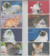 ISRAEL CAT SET OF 8 PHONE CARDS - Cats