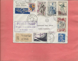 PARIS-CHICAGO PREMIERE LIAISON DIRECTE 1953 AIR FRANCE CACHET A DATE PONTARLIER - 1927-1959 Oblitérés