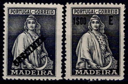 2 X PORTUGAL MADEIRA 1929 CERES SPECIMEN Mf#55 And 55a ERROR VARIETY Missing Value AND NORMAL FOR COMPARISON - Neufs