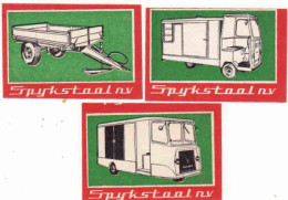 3 Dutch Matchbox Labels, Spykstool Nv, Truck, Green, Holland, Netherlands - Boites D'allumettes - Etiquettes