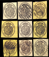 ESPAGN - ESPAÑA - 1855 Servico Oficial - 9x Ed.35/35pa Negro S/ Amarillo - Nuevo O Usado - Oblitérés