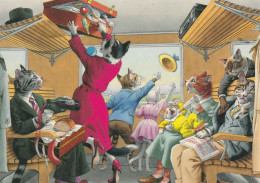 CHATS HUMANISES A BORD DU TRAIN EDITIONS THE FIFTIES - Gatos