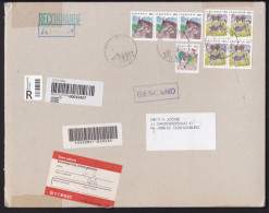 Switzerland: Cardboard Cover To Netherlands, 2001, 8 Stamps, Label Not At Home, Form At Back, Scanned (minor Damage) - Covers & Documents