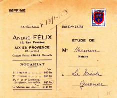 France YT Préo 105c / Env Notariat Imprimé 31/10/53 - 1953-1960