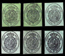 ESPAGNE - ESPAÑA - 1855 Servico Oficial - 6x Ed.37/37p Negro S/ Verde - Nuevo O Usado - Gebruikt