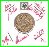 GERMANY REPÚBLICA DE WEIMAR 10 PFENNIG DE PENSIÓN ( 1926 CECA-A ) MONEDA DEL AÑO 1923-1936 (RENTENPFENNIG KM # 32 - 10 Renten- & 10 Reichspfennig