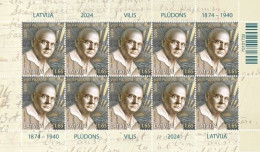 Latvia Lettland Lettonie 2024 Vilis Pludonis 150 Ann Sheetlet MNH - Writers