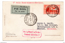 1931 Roma/Monaco Del 1.4.31 - Cartolina Via Aerea Per Monaco - Storia Postale (Posta Aerea)