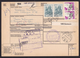 Switzerland: Parcel Form To Spain, 1975, 4 Stamps, Marcus, Bulletin, Customs Cancel, Label Albeuve (minor Damage) - Lettres & Documents