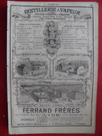 PUB 1884 - Distillerie Ferrand Rue Ney/Tronchet 69 Lyon 34 Nissan, Liqueur Cazanove A Kermann Anisette 33 Bordeaux - Publicités