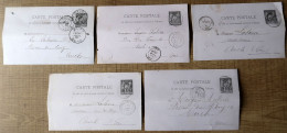 Lot De 5 Cartes Postales Entier Postaux 10c Type Sage. Carton Violet (Oblitération Du Gers) - Colecciones & Series: PAP